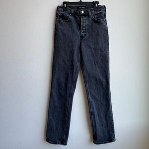 Aritzia Denim Forum Jeans 26x27 Arlo Organic Straight Solid Black Size 26 LONG